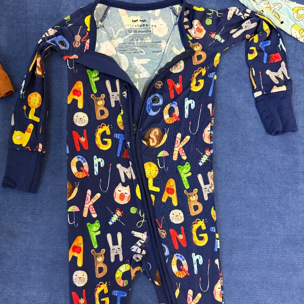 Little sleepies zip romper footie ABC new